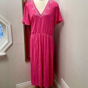 Lane Bryant Fuchsia V-Neck Midi Dress